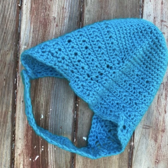 Vintage handmade knit hat/ear warmer hat with ties, Lot of 2 - Picture 11 of 15